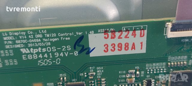 T-CONTROL BOARD 6870C-0469A V14 42 DRD TM12 6871L-3398A PHILIPS 42PFK6309-12 for 42inc DISPLAY LC420, снимка 2 - Части и Платки - 42699474