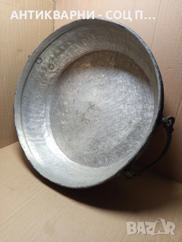 Стара Голяма Ръчно Кована Медна Тава За Лютеница За Курбан 50лт. Номер 204., снимка 3 - Антикварни и старинни предмети - 53036469