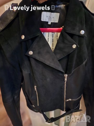 Дамско кожено яке черно естествена кожа велур, снимка 3 - Якета - 42673593