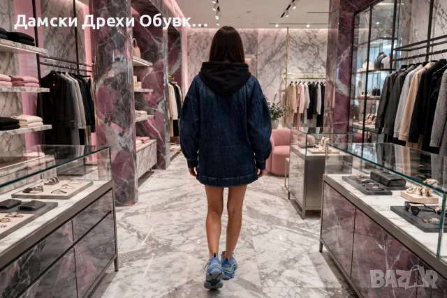 Дамски дълъг суичър с качулка и дънкова задна част, снимка 14 - Суичъри - 55259363