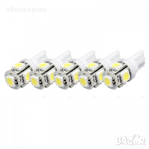 Габаритни диодни крушки габарити T10 с 5 Smd Led ксеноново бели диода за кола автомобил джип супер я, снимка 11 - Аксесоари и консумативи - 35429598