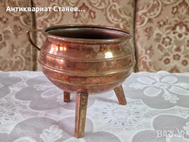 Медна малка кашпа, снимка 2 - Саксии и кашпи - 52103283