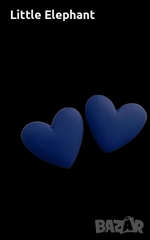 -100 лв Sale Сребърни обеци сърца-масивни"Instagram candy color"dark blue/нови