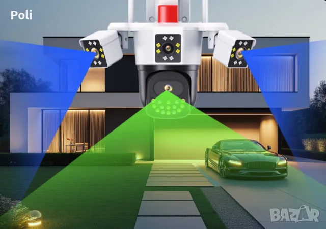 Безжична 4G WiFi камера за наблюдение с триекранен монитор водоустойчива, снимка 6 - IP камери - 48345187