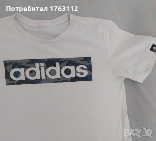 Adidas бял тениска за момче, възраст 10-11г, обличана веднъж, снимка 2 - Детски тениски и потници - 52442985