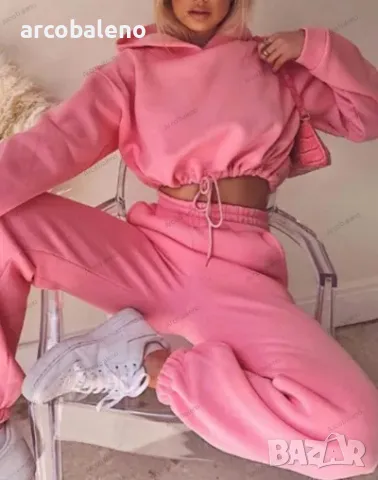 Дамски моден ежедневен комплект от две части с дълъг ръкав, 8цвята , снимка 4 - Комплекти - 47282957