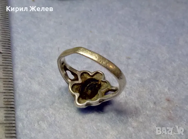 СТАРИНЕН МАРКАЗИТЕН СРЕБЪРЕН ПРЪСТЕН СРЕБРО 925 АВТОРСКИ с 2 ЩЕМПЕЛА и РЯДЪК ТЪМЕН АМЕТИСТ 48267, снимка 11 - Антикварни и старинни предмети - 50354750