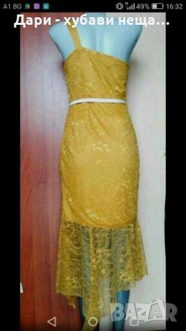Дантелена рокля, цвят горчица🍀👗M р-р🍀👗арт.3059, снимка 3 - Рокли - 33931727