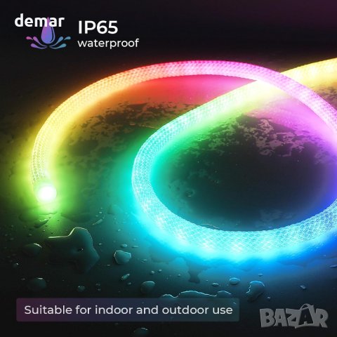 Brillistep Bluetooth RGBIC неонова водоустойчива LED лентова светлина 5V 5M 500LED, снимка 2 - Лед осветление - 44147719