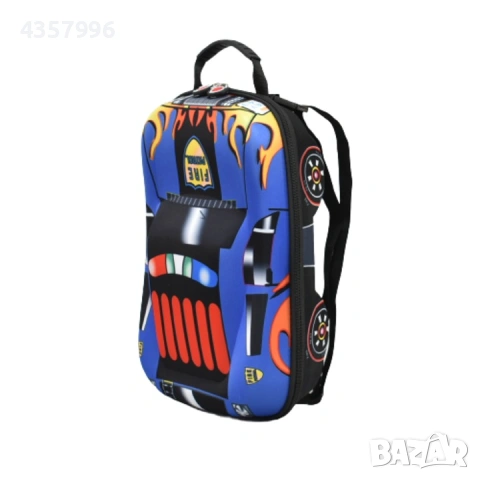 Детска раница 3D обемна и релефна с формата на кола, 21599, снимка 3 - Раници - 53236361