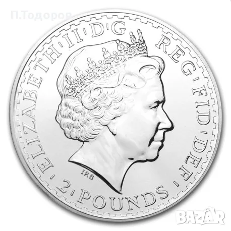 Сребро 1 oz Британия 2008, снимка 2 - Нумизматика и бонистика - 56117577