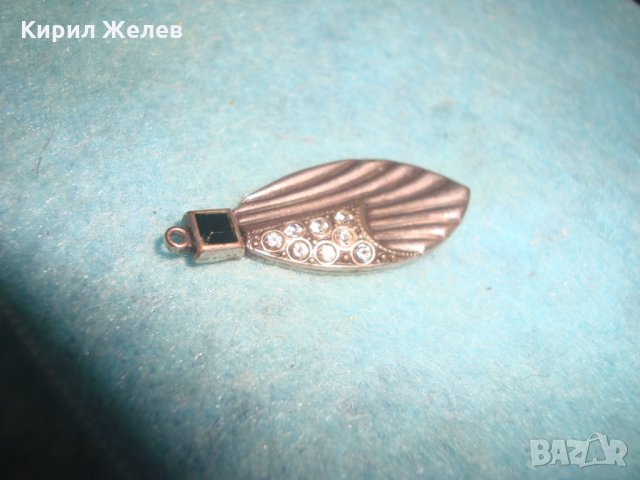 СТАР ПОСРЕБРЕН БРОНЗОВ АРТ ДЕКО ЛИСТОВИДЕН ПЕНДАНТ със СМАРАГД и ЦИРКОНИ ЮВЕЛИРНА ИЗРАБОТКА 12252, снимка 13 - Антикварни и старинни предмети - 35653765