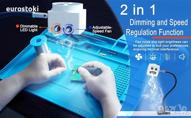 Treedix Абсорбатор за отстраняване на дим от спойка, екстрактор за дим от спойка с регулируема скор, снимка 3 - Други инструменти - 51091932