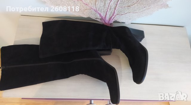 BALLY Folaga ботуши – черни, велур, до коляното №40, снимка 9 - Дамски ботуши - 38445539