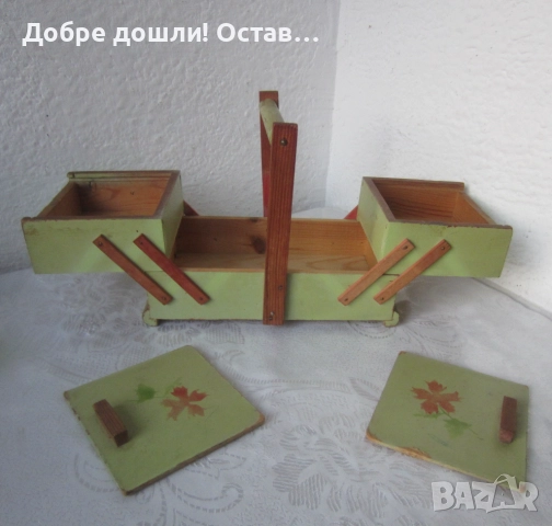 Кутии: кутия кръгла дърво и сгъваема зелена кутия  - акордеон с чекмеджета, снимка 12 - Други - 31812531