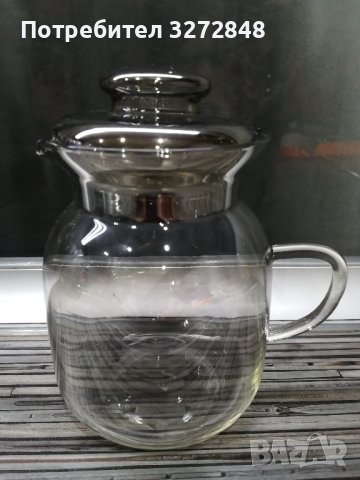 Стъклена каничка със стъклен капак - 500мл, снимка 1 - Прибори за хранене, готвене и сервиране - 44278946