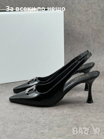 Celine Дамски Черни Обувки На Ток Селин Код E1301, снимка 3 - Дамски обувки на ток - 54135525