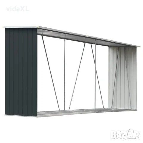 vidaXL Навес за дърва, поцинкована стомана, 330x84x152 см, антрацит