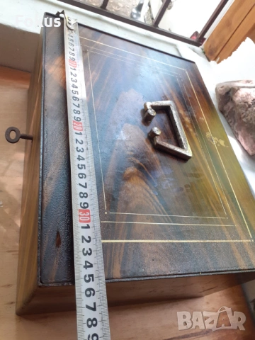 Стара каса сейф касетка банка с ключ, снимка 5 - Антикварни и старинни предмети - 53273504