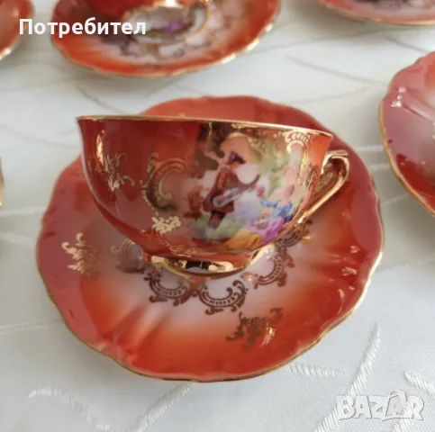 Комплект за кафе от 15 части Баварски порцелан 24 карата злато, снимка 3 - Сервизи - 47656838