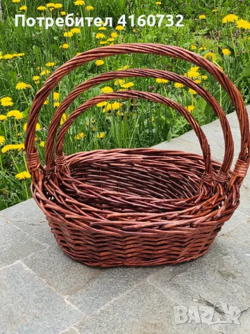 Плетена бяла и кафява  овална кошница, кошници за декорация,  подаръчни кошници, снимка 4 - Други - 46900030