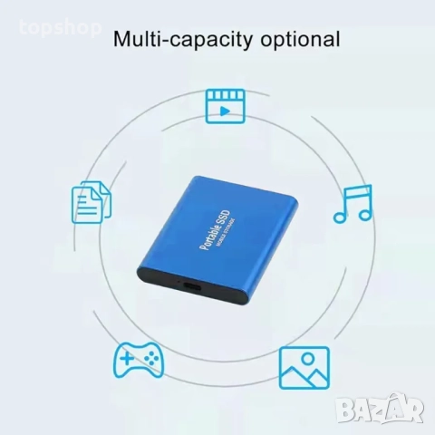 Нов, проверен 12TB преносим SSD външен твърд диск USB-C USB 3.1 външен твърд диск SSD, подходящ за.., снимка 3 - Твърди дискове - 52756303