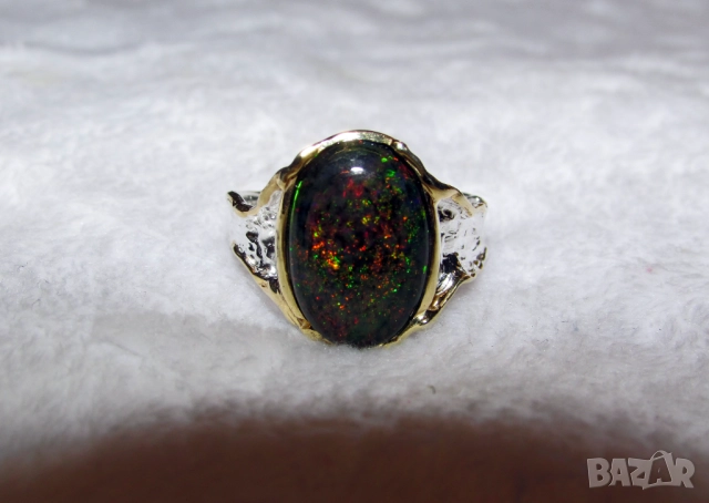 925 сребърен пръстен с огнен опал 16х11мм подходящ за подарък