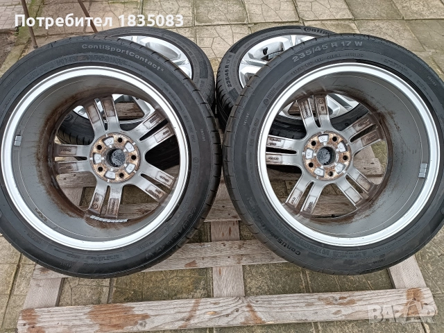 Лети джанти 17ки 5х112 VW + летни гуми 235/45/17 Continental, снимка 8 - Гуми и джанти - 52816019