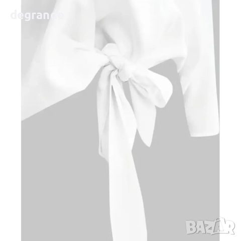 Бяла дамска блуза с дантела, снимка 4 - Блузи с дълъг ръкав и пуловери - 51557427