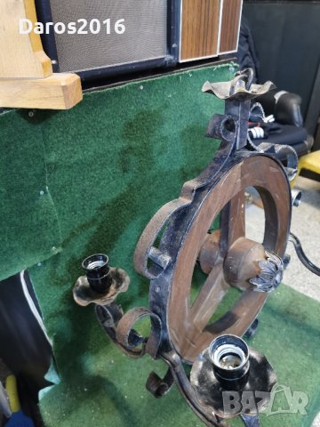 Страхотен полилей дърво и ковано желязо , снимка 6 - Полилеи - 42168989