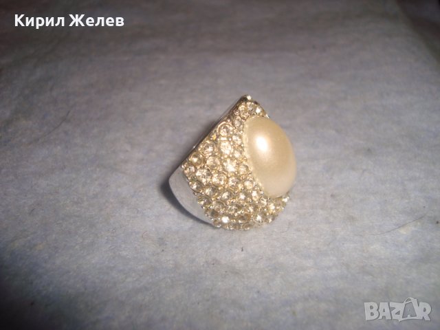 ПРЕКРАСЕН ПОСРЕБРЕН МОДЕН КРИСТАЛЕН ПЕРЛЕН ТИП АРТ ПРЪСТЕН ВИНТИДЖ МАСИВЕН 21438, снимка 7 - Пръстени - 37515850