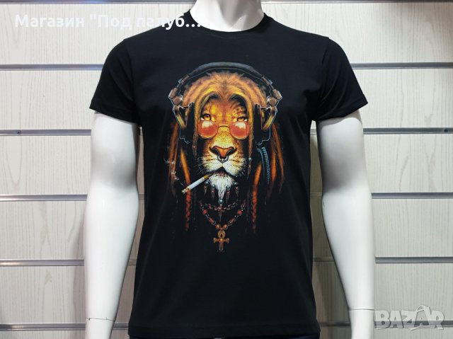 Нова мъжка тениска с дигитален печат Лъв хипи пушач, снимка 7 - Тениски - 30233846