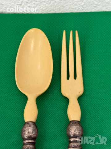 Сребърни прибори за салата със Сло**ва кост. №7507, снимка 2 - Антикварни и старинни предмети - 52084388
