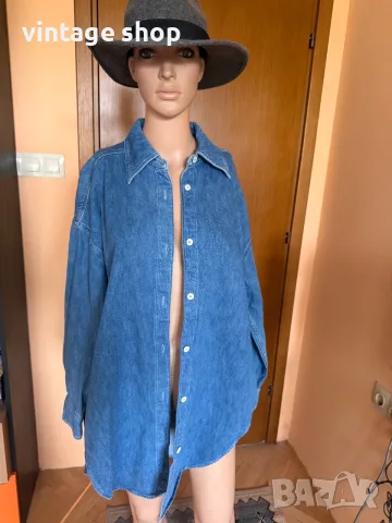 Дънкова зимна риза Arket, oversize модел