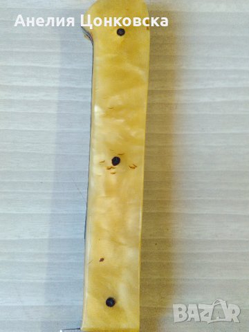 Старинен масивен кухненски нож,дръжка каталин, снимка 1