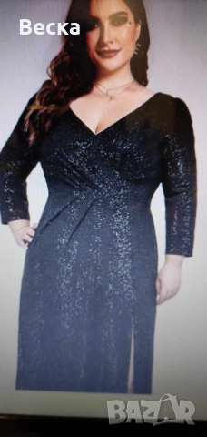 Голям размер елегантна рокля, снимка 4 - Рокли - 52816421