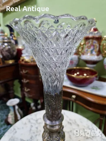 Антикварна колекционерска кристална  висока чаша бокал ваза ART Nouveau , снимка 8 - Антикварни и старинни предмети - 50023905