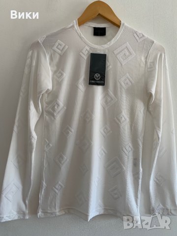 Мъжка Бяла тениска с дълъг ръкав, снимка 6 - Блузи - 29397576