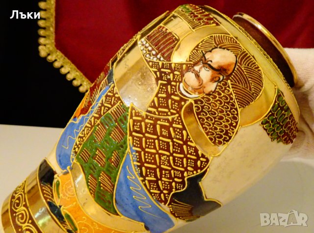 Satsuma Kinkozan Tsukuru,ваза японски порцелан. , снимка 5 - Вази - 33984435