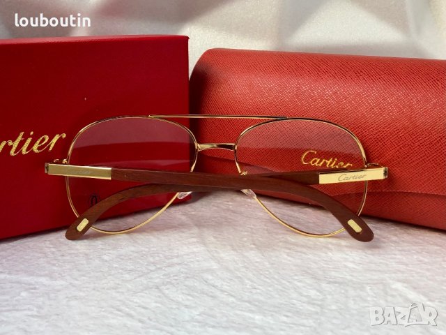 Cartier висок клас мъжки слънчеви очила авиатор с дървени дръжки, снимка 11 - Слънчеви и диоптрични очила - 42843343