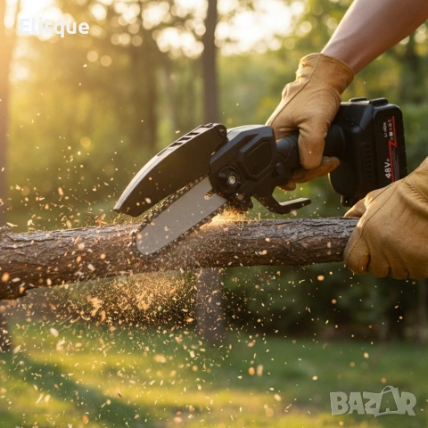 Акумулаторен мини верижен трион 6", Комплект с 2 батерии 6000mAh и куфар, снимка 3 - Други инструменти - 53326001