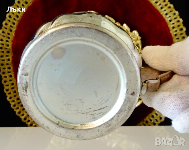 Посребрена кана за мляко,релеф Art Nоuweau. , снимка 5 - Антикварни и старинни предмети - 52335284