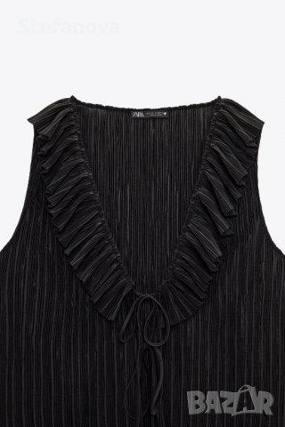 Zara-Нова плисирана блуза с волани, снимка 4 - Тениски - 37979468