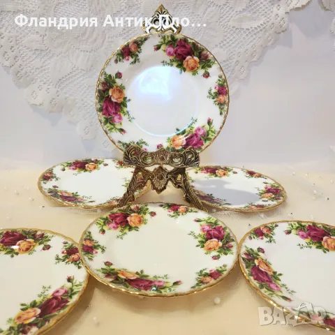 Комплект от шест чинии Royal Albert "Old Country Roses", снимка 3 - Сервизи - 49435099