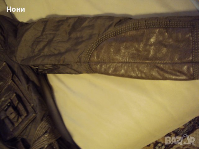 Марково яке ПУНТО комбинирано с естествена кожа и промазан сатен, снимка 6 - Якета - 39351883