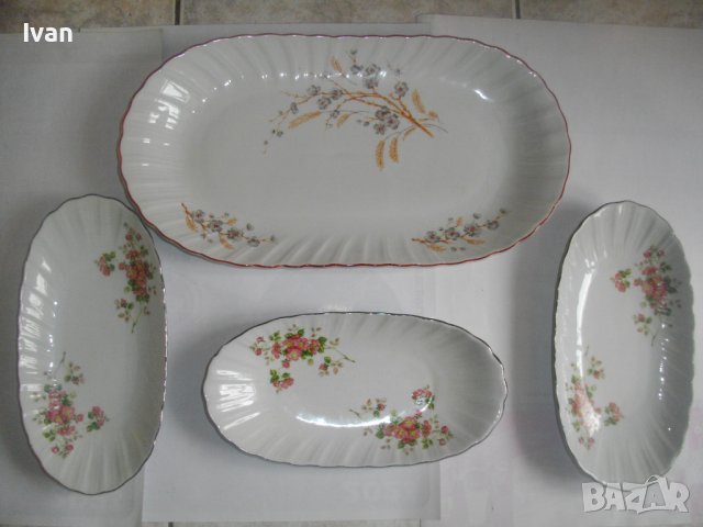 Китка-Нови Пазар-Сет/Лот Порцеланови Плата-4 бр-Голямо/Средни, снимка 13 - Чинии - 39710385