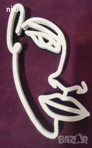 6 вид Абстрактно половин дамско лице контур черен бял топер украса декор торта, снимка 2 - Други - 38264541