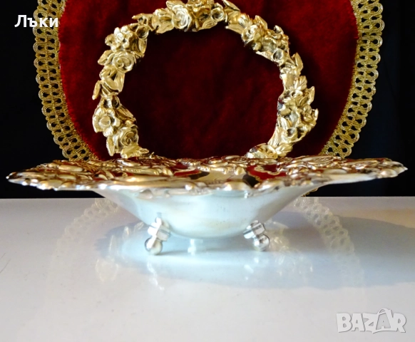 Посребрена фруктиера,позлата,приказни барокови орнаменти. , снимка 7 - Антикварни и старинни предмети - 52817580