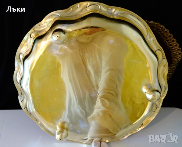 WMF бронзов поднос на крачета,38 см.,1 кг.,барок , снимка 6 - Антикварни и старинни предмети - 51659822