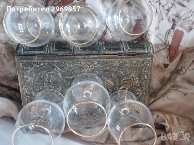 6 броя Чаши за коняк Наполеон маркирани Франция позлата, снимка 4 - Антикварни и старинни предмети - 44921223